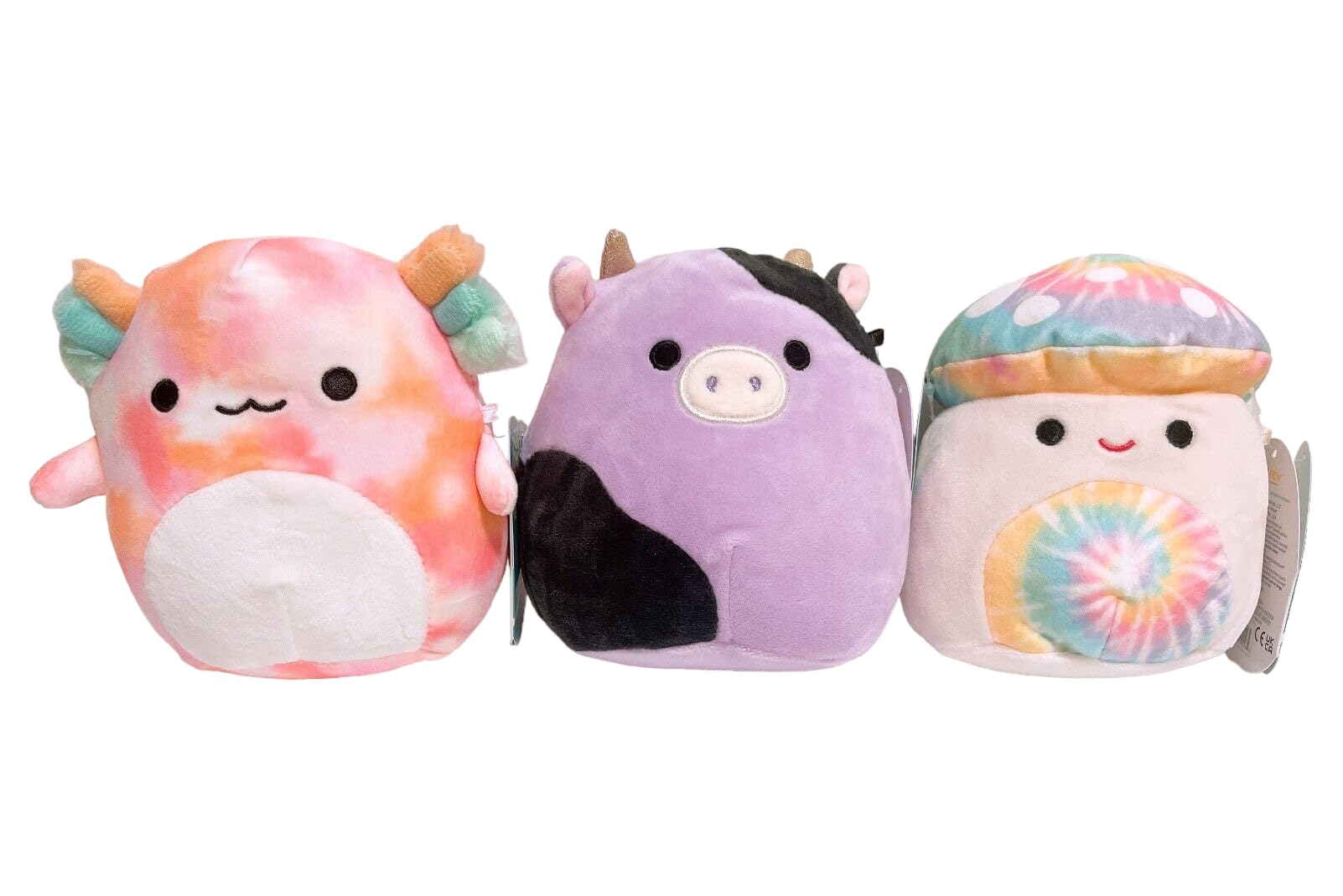 Original Squishmallow 5-Inch – Axolotl, Cow & Mushroom