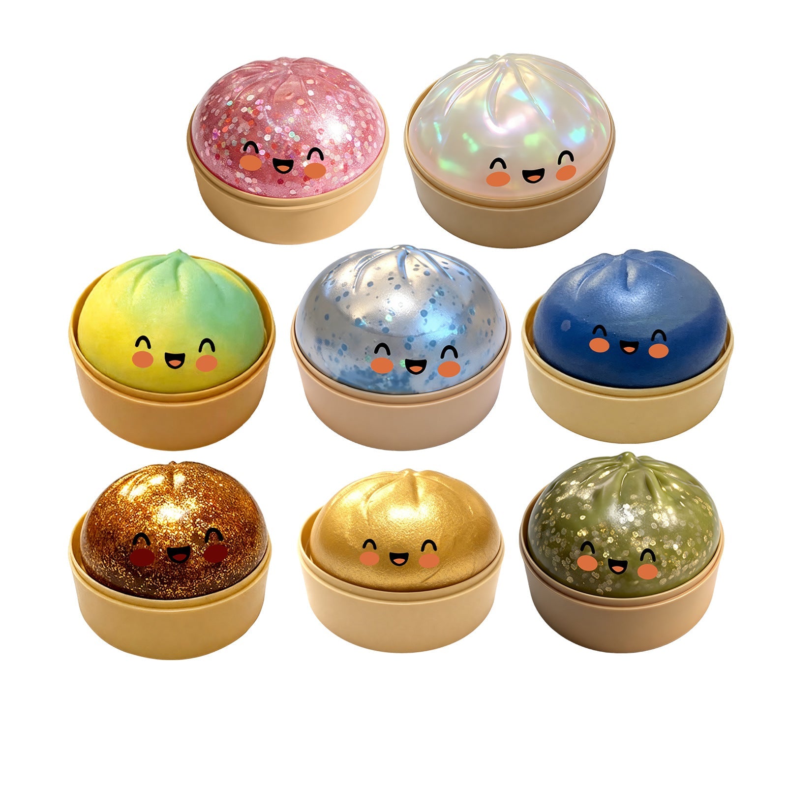 Glitter Smiley Dumpling Squishy Mystery Toy