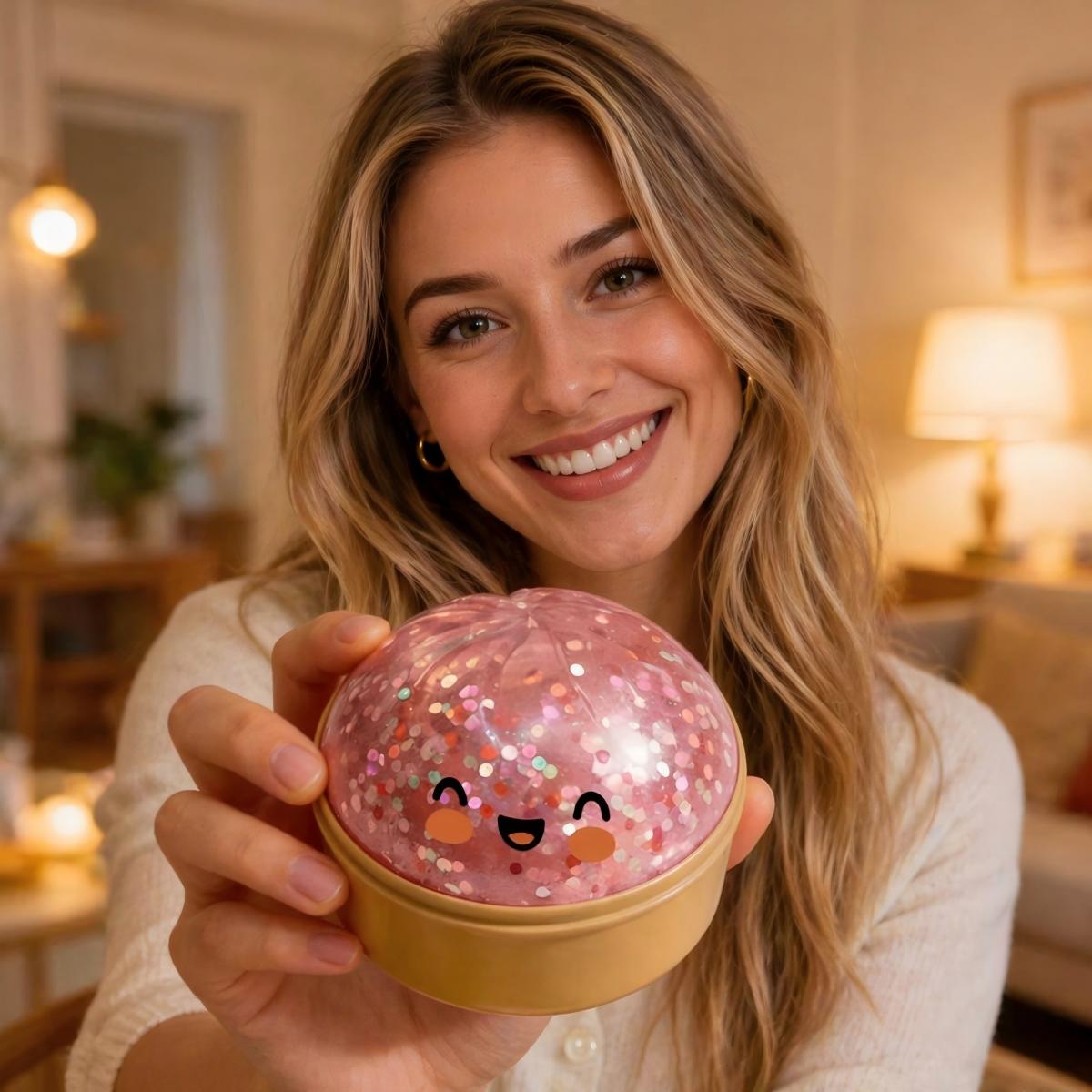 Glitter Smiley Dumpling Squishy Mystery Toy