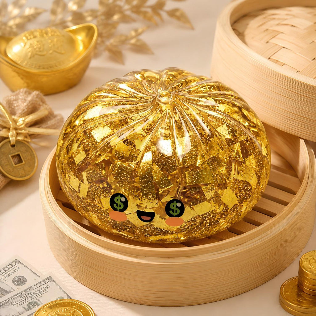 Gold Foil Money Eyes Dumpling Squishy Toy