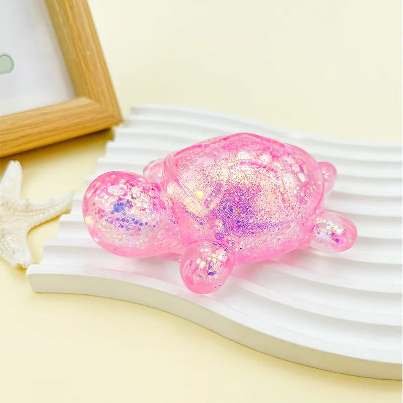 Squishy Turtle Fidget Toy | Glitter Squeeze Toy for Stress Relief