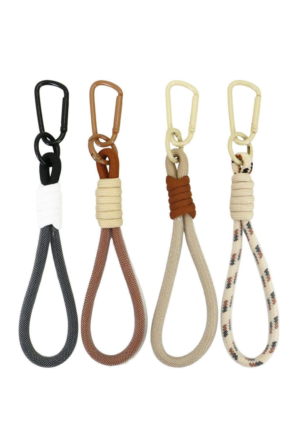 Soft Neutral Toned Mesh Lined Rope Lanyard Keychain